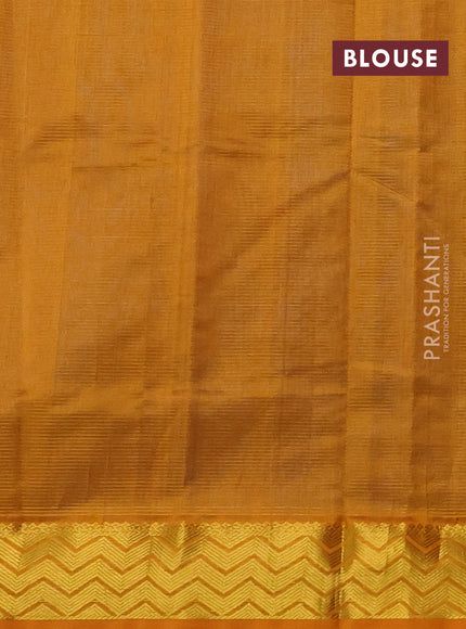 Silk cotton saree cs blue and mustard yellow with allover vairaosi pattern and zari woven border