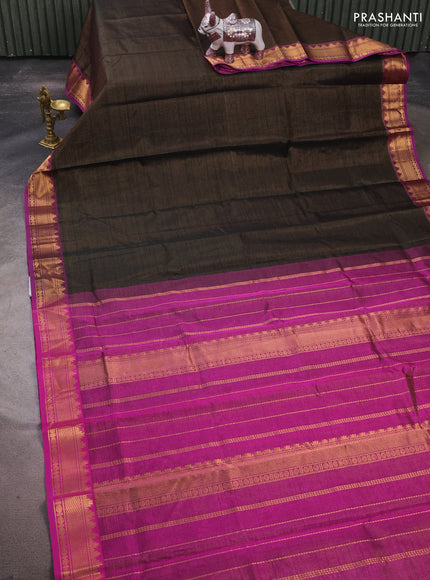 Silk cotton saree black and purple with allover vairaosi pattern and zari woven border