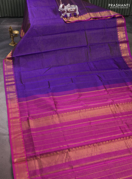 Silk cotton saree violet and magenta pink with allover vairaosi pattern and zari woven border
