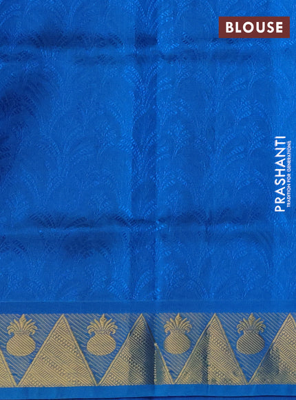 Silk cotton saree blue and cs blue with allover self emboss jacquard and zari woven border