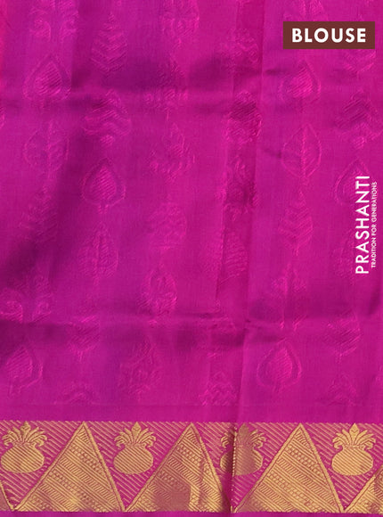 Silk cotton saree violet and magenta pink with allover self emboss jacquard and zari woven border