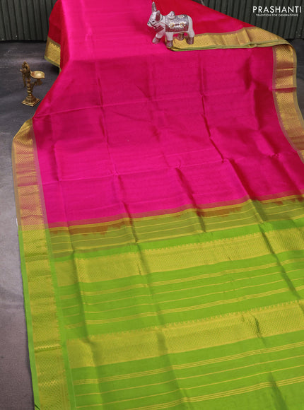 Silk cotton saree pink and light green with allover self emboss jacquard and zari woven border