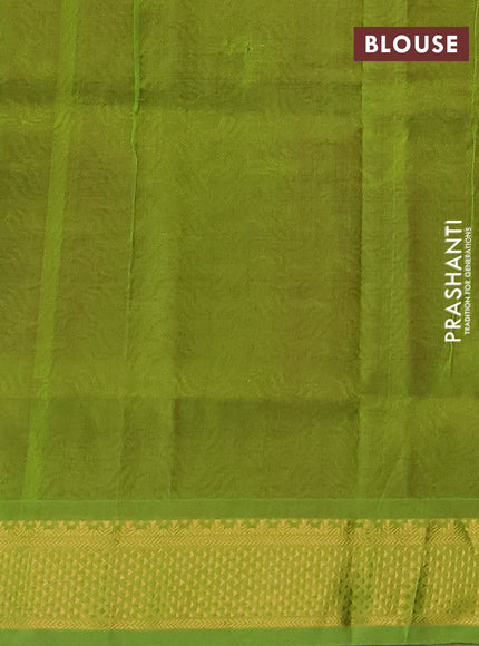Silk cotton saree pink and light green with allover self emboss jacquard and zari woven border