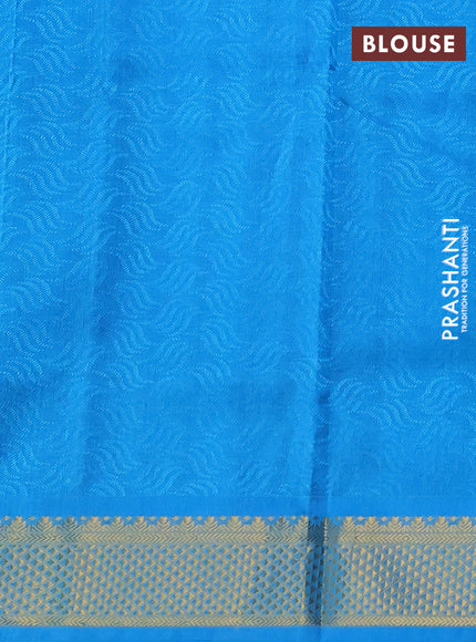 Silk cotton saree violet and cs blue with allover self emboss jacquard and zari woven border