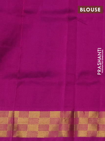 Silk cotton saree blue and purple with allover self emboss jacquard and zari woven border