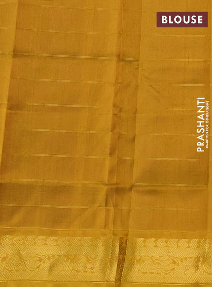 Silk cotton saree purple and mustard yellow with allover zari checks & buttas and zari woven border