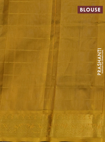 Silk cotton saree cs blue and mustard yellow with allover zari checks & buttas and zari woven border