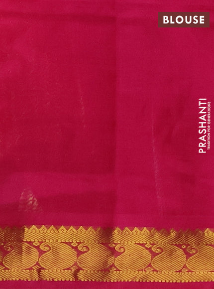 Silk cotton saree cream and pink with allover paalum pazhamum checks & zari buttas and paisley zari woven border