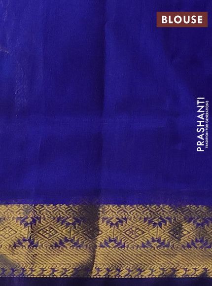 Silk cotton saree cs blue and blue with allover paalum pazhamum checks & zari buttas and zari woven border