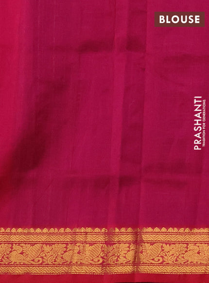 Silk cotton saree blue and pink with allover lakshadeepam pattern and zari woven border