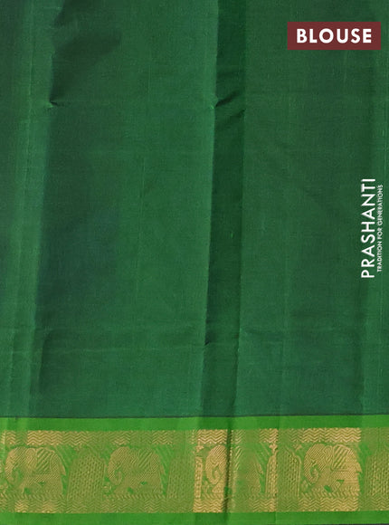 Silk cotton saree blue and green with zari woven buttas and elephant zari woven border