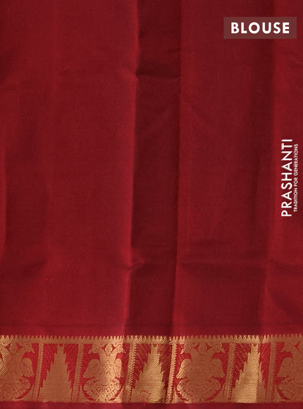 Silk cotton saree bottle green and maroon with zari woven buttas and zari woven border