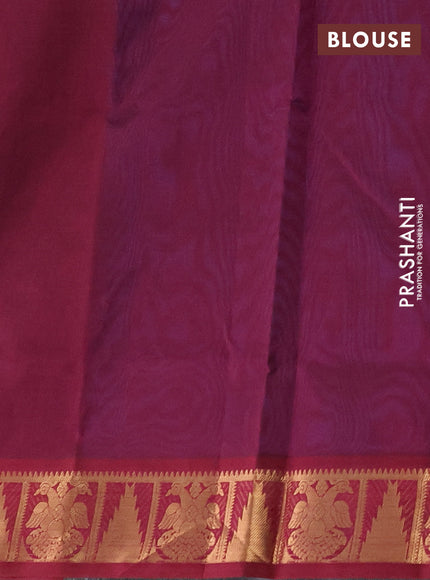 Silk cotton saree cs blue and wine shade with zari woven buttas and zari woven border