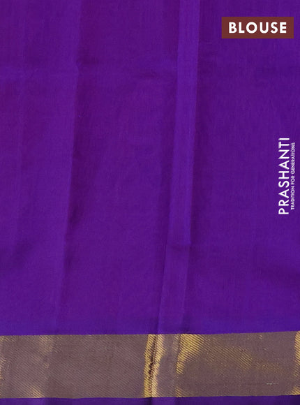 Silk cotton saree pink and violet with rudharaksha zari woven buttas and zari woven border