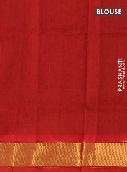 Silk cotton saree green and red with zari woven buttas and zari woven border
