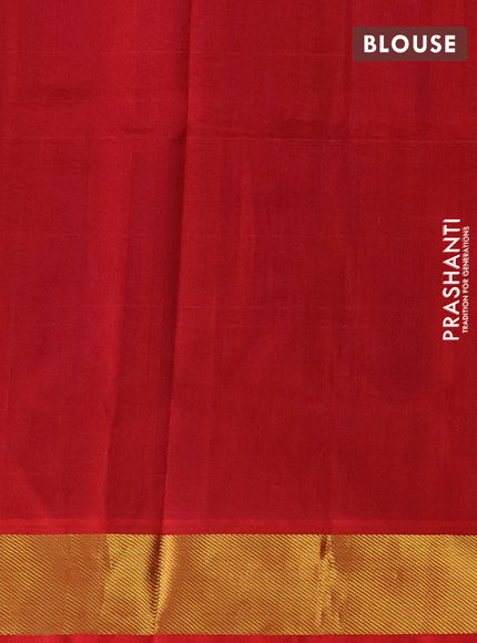 Silk cotton saree blue and red with temple zari woven buttas and zari woven border