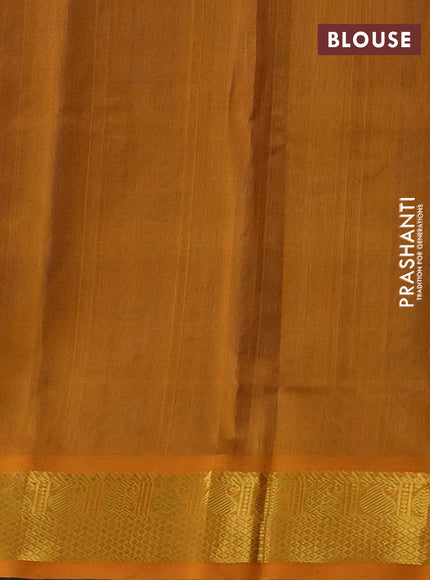 Silk cotton saree peacock blue and mustard yellow with zari woven buttas and zari woven border