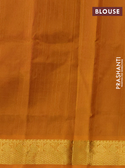 Silk cotton saree dark magenta and mustard yellow with zari woven buttas and zari woven border