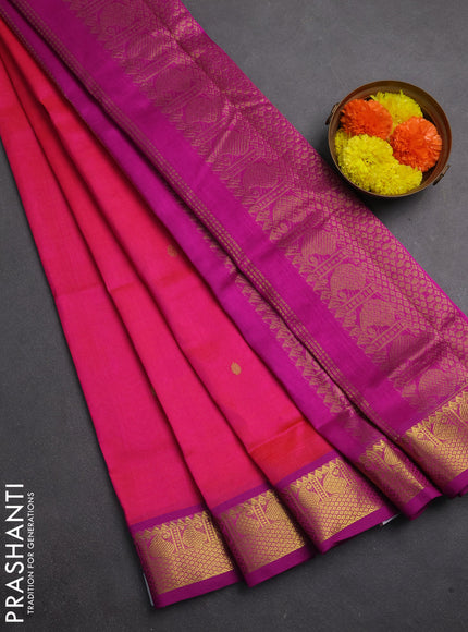 Silk cotton saree dual shade of pink and purple with zari woven buttas and zari woven border