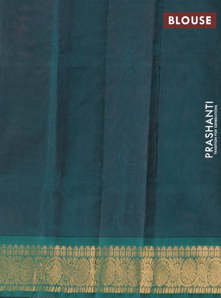Silk cotton saree maroon and peacpck green with allover zari woven buttas and zari woven border