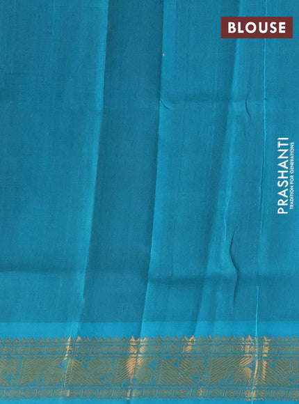 Silk cotton saree maroon and teal green shade with zari woven annam buttas and zari woven border