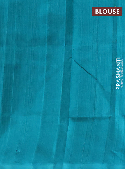 Silk cotton saree green and teal green with zari woven buttas and zari woven butta border