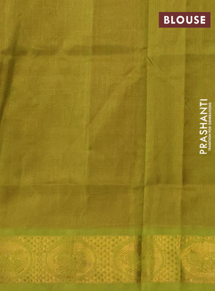 Silk cotton saree red and light green with allover vairaosi pattern and annam zari woven border