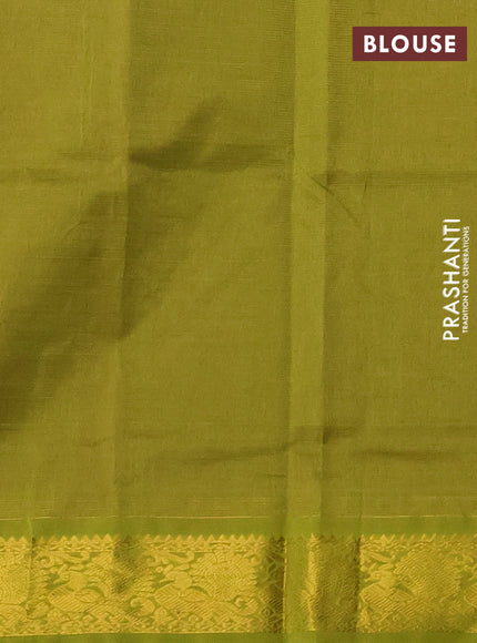 Silk cotton saree magenta pink and light green with allover vairaosi pattern and annam zari woven border