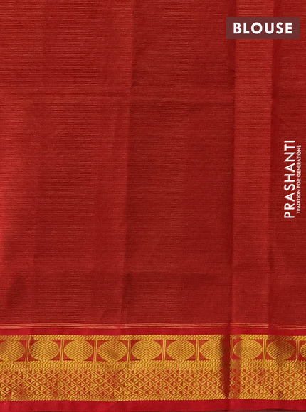 Silk cotton saree green and red with allover vairaosi pattern and zari woven border