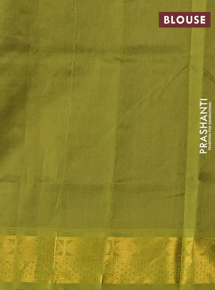 Silk cotton saree purple and mehendi green with allover vairaosi pattern and zari woven border
