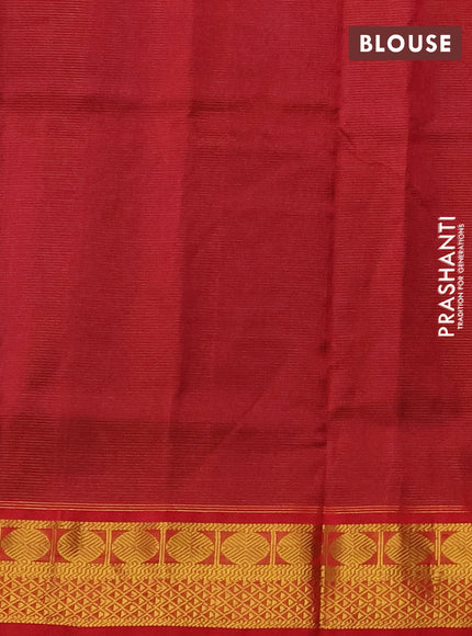 Silk cotton saree blue and red with allover vairaosi pattern and zari woven border