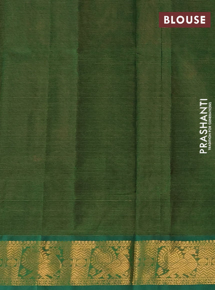Silk cotton saree maroon and green with allover vairaosi pattern and zari woven border