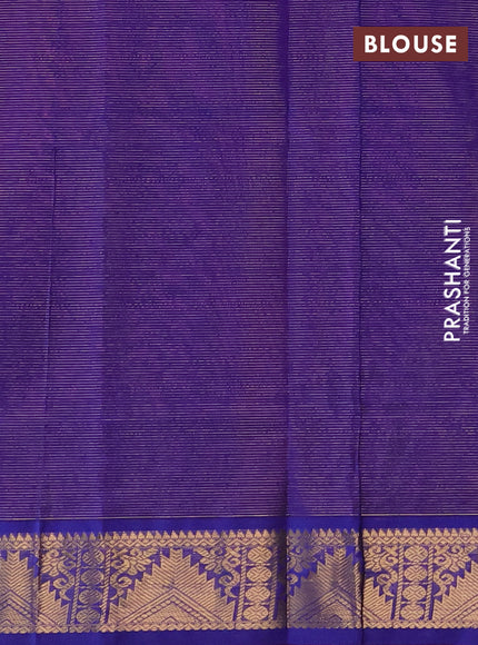 Silk cotton saree purple and blue with allover vairaosi pattern and zari woven temple border