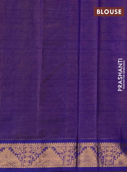 Silk cotton saree maroon and violet with allover vairaosi pattern and zari woven temple border