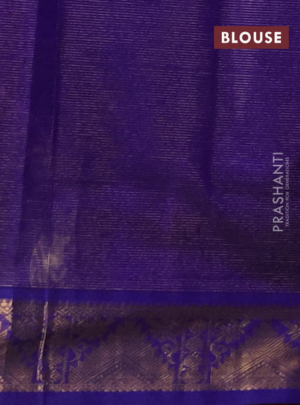 Silk cotton saree purple and blue with allover vairaosi pattern and zari woven border