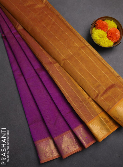 Silk cotton saree purple and dark mustard with allover vairaosi pattern and zari woven border