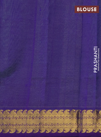Silk cotton saree parrot green and violet with allover vairaosi pattern and zari woven border