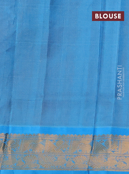 Silk cotton saree maroon and cs blue with allover vairaosi pattern & zari buttas and zari woven border