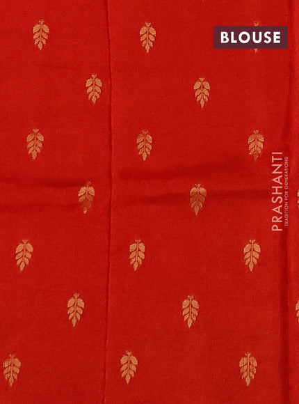 Silk kota saree orange with thread & zari woven buttas and long zari woven border