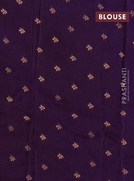 Silk kota saree deep violet with thread & zari woven buttas and long zari woven border