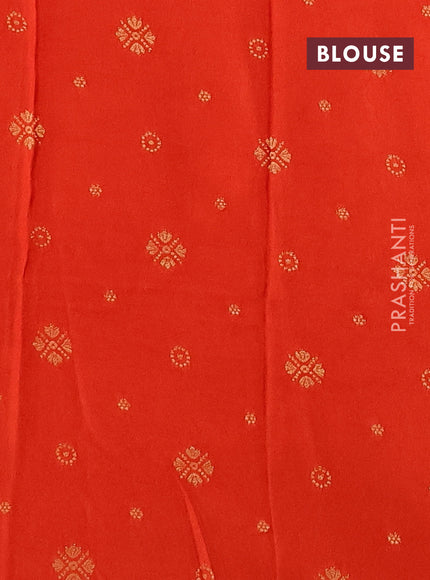 Silk kota saree orange with thread & zari woven buttas and long zari woven border