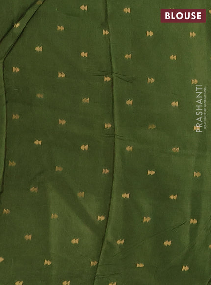 Silk kota saree sap green with thread & zari woven buttas and long zari woven border