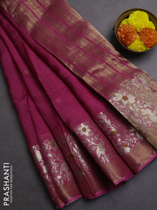 Silk kota saree mauve pink with thread & zari woven buttas and long zari woven border
