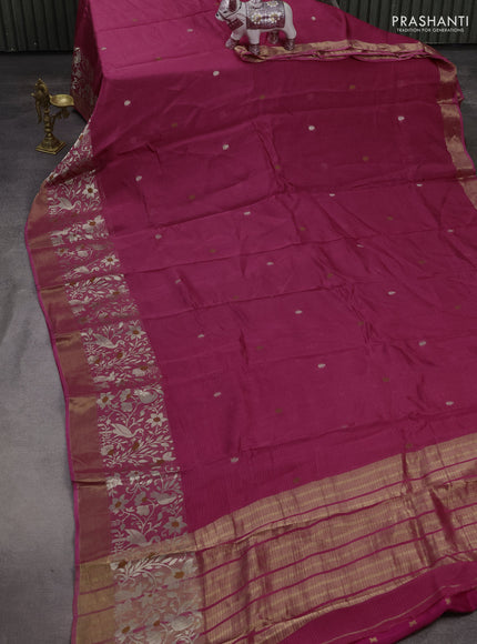 Silk kota saree mauve pink with thread & zari woven buttas and long zari woven border