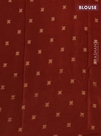 Silk kota saree rust shade with thread & zari woven buttas and long zari woven border