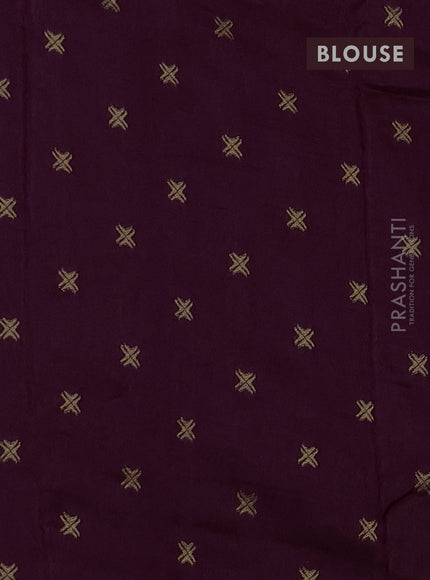 Silk kota saree wine shade with thread & zari woven buttas and long zari woven border