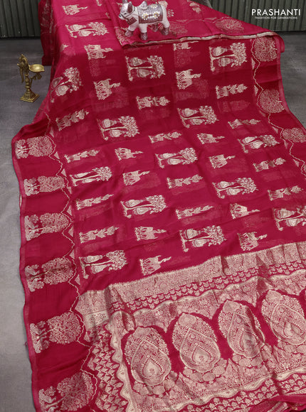 Silk kota saree pink with allover zari woven buttas and zari woven butta border