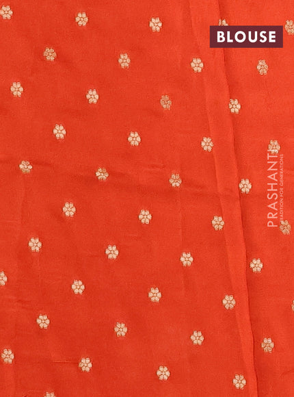 Silk kota saree rustic orange with allover zari woven buttas and zari woven butta border