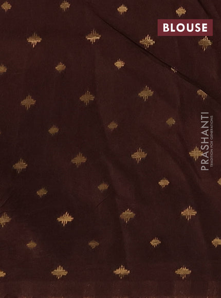 Silk kota saree coffee brown with allover zari woven buttas and zari woven butta border