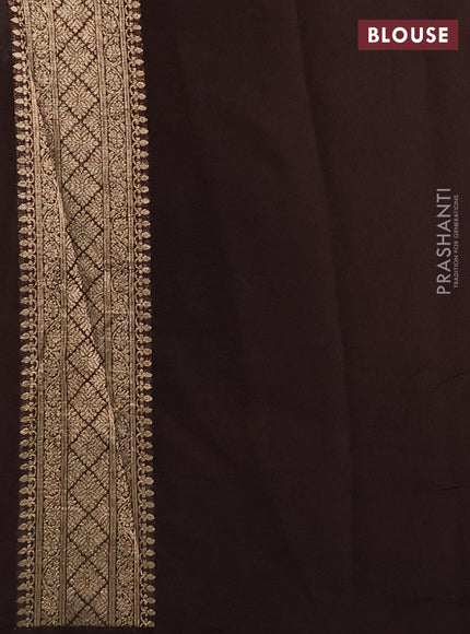 Silk kota saree coffee brown with allover silver & gold zari woven buttas and simple border